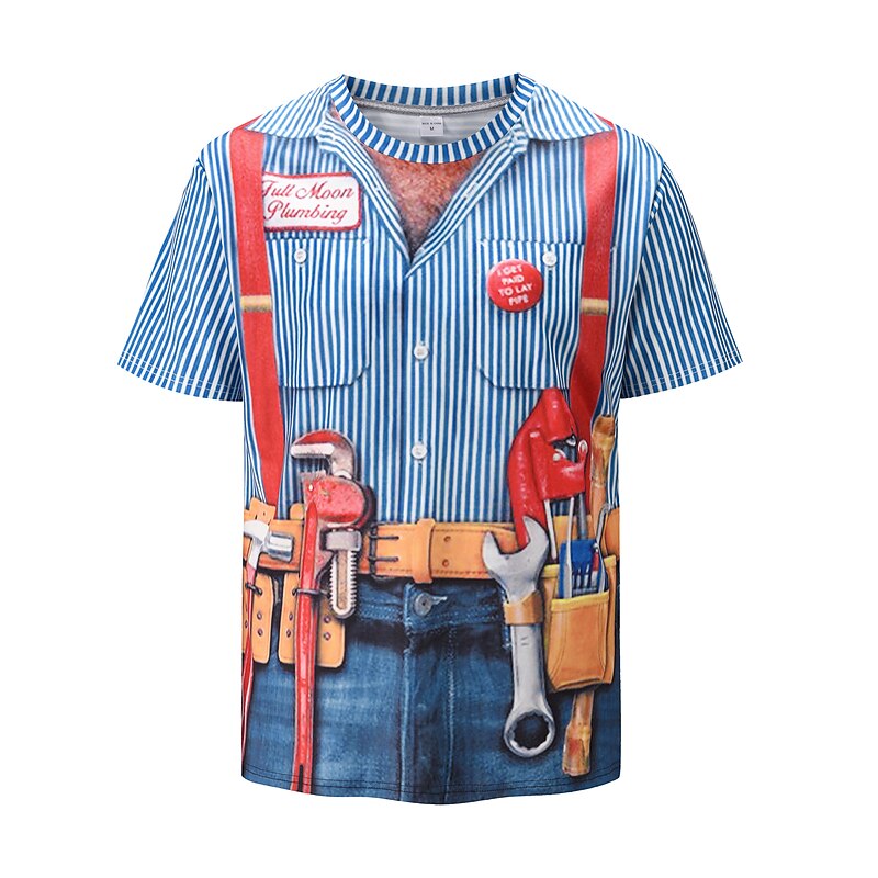 Men's Graphic 3D Shirt T Shirt Short Sleeve T shirt 3D Print Round Neck Shirt Exaggerated Rock Going out Weekend Blue-Green Clothing Apparel Normal M L XL XXL2