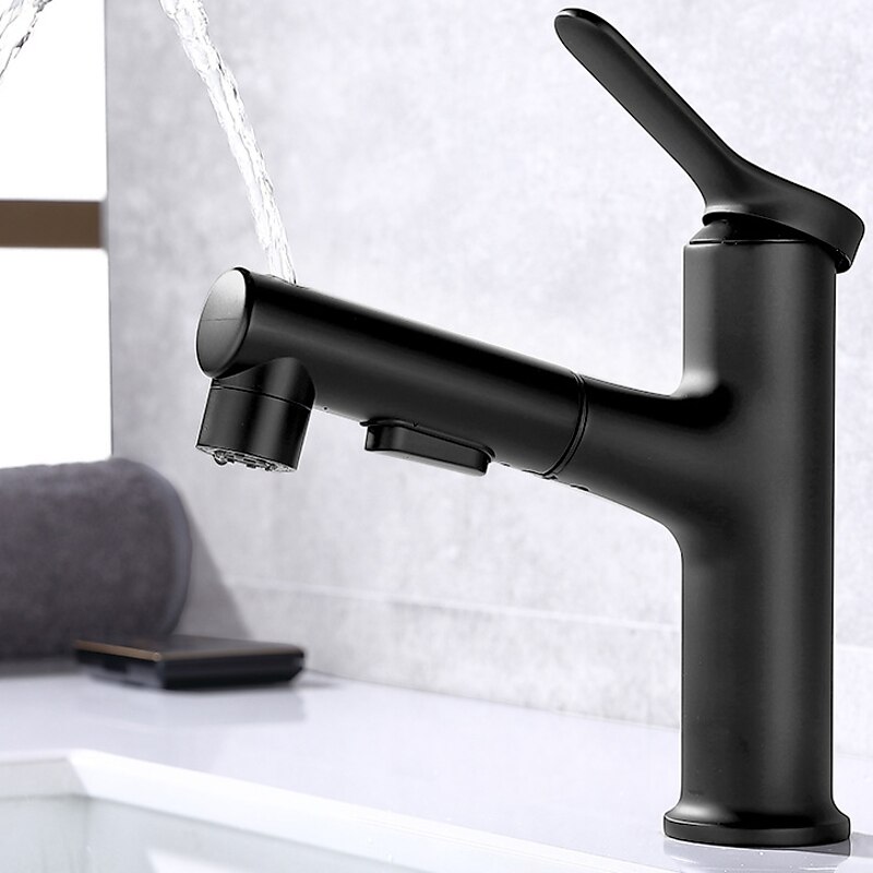 Bathroom Sink Faucet - Pull out Electroplated / Painted Finishes Centerset Single Handle One HoleBath Taps2