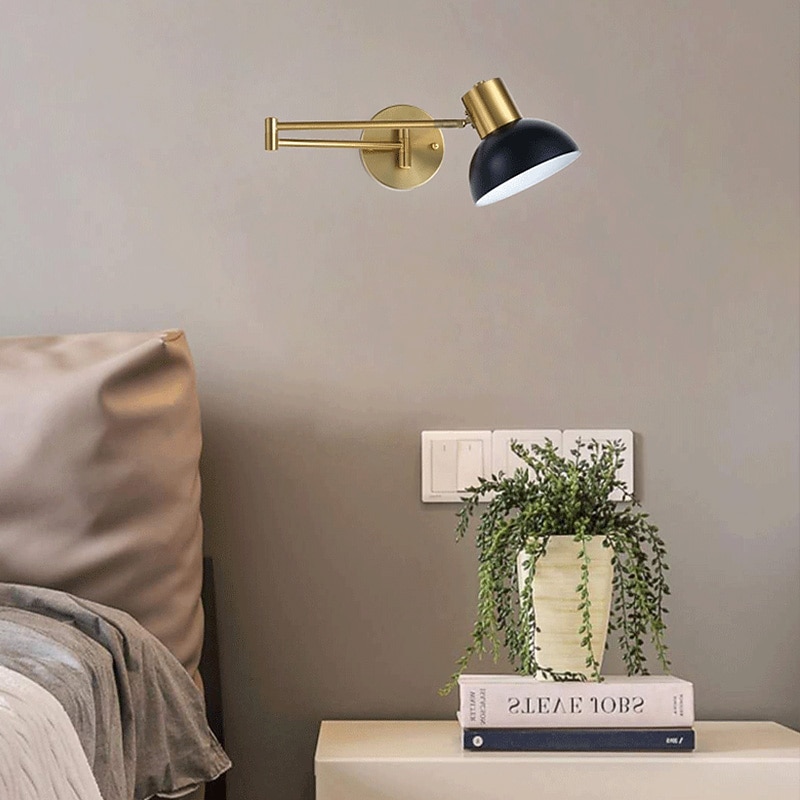 Lightinthebox LED Wall Light Modern Nordic Style Black Gold Swing Arm Lights Living Room Bedroom Aluminium Alloy Wall Light 110-120V 220-240V4