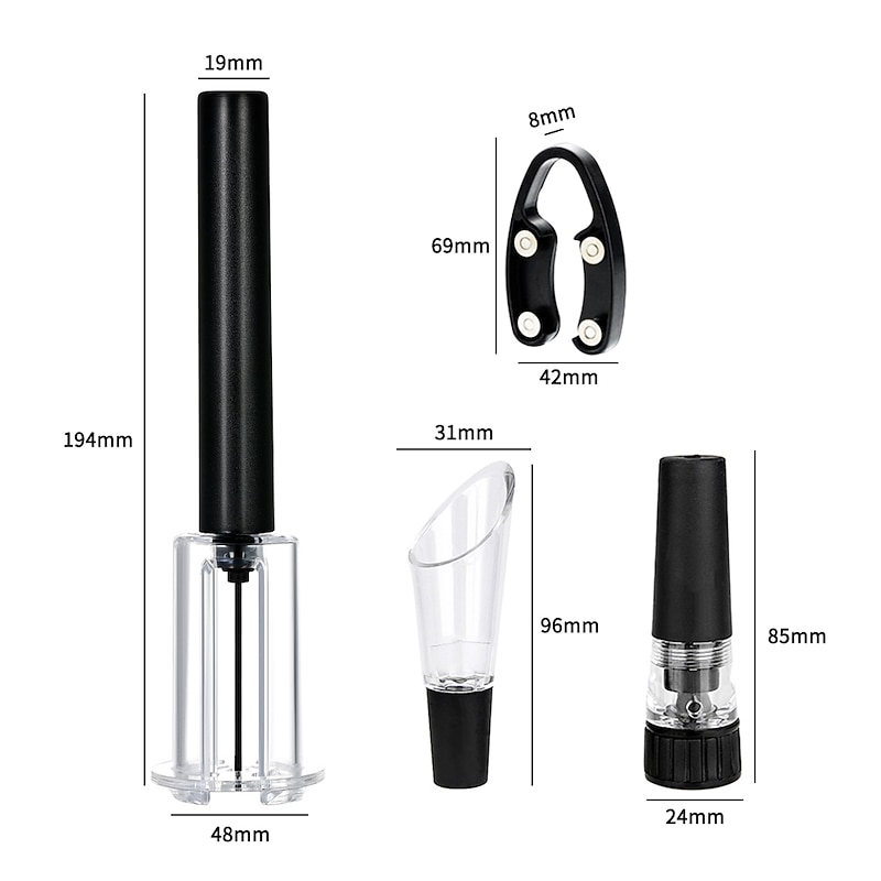 4 Pcs set Air Pump Wine Bottle Opener Air Pressure Vacuum Red Wine Stopper Beer Lid Opener Corkscrew Corks Out Tool Stainless Steel Pin4