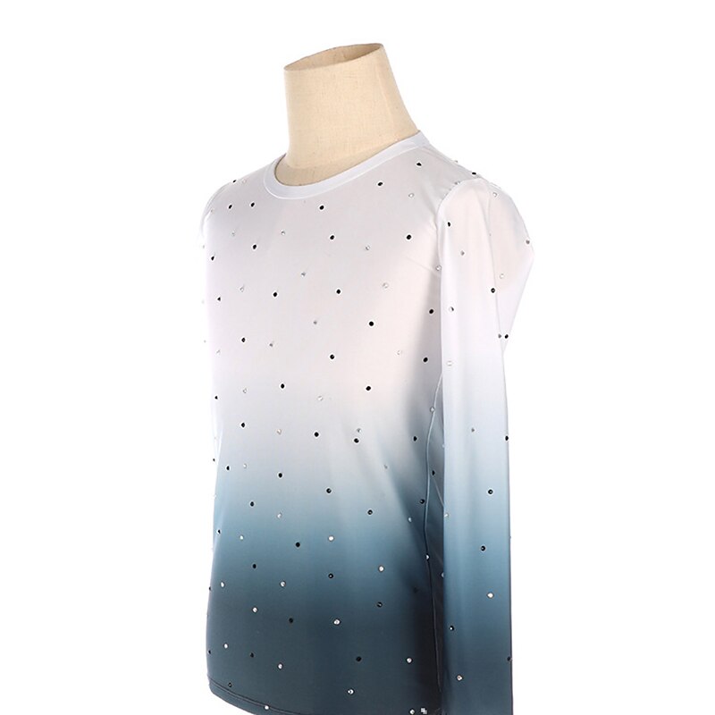 Figure Skating Top Men's Boys' Ice Skating Outfits Top White High Elasticity Training Competition Skating Wear Handmade Crystal / Rhinestone Long Sleeve Ice Skating Figure Skating2