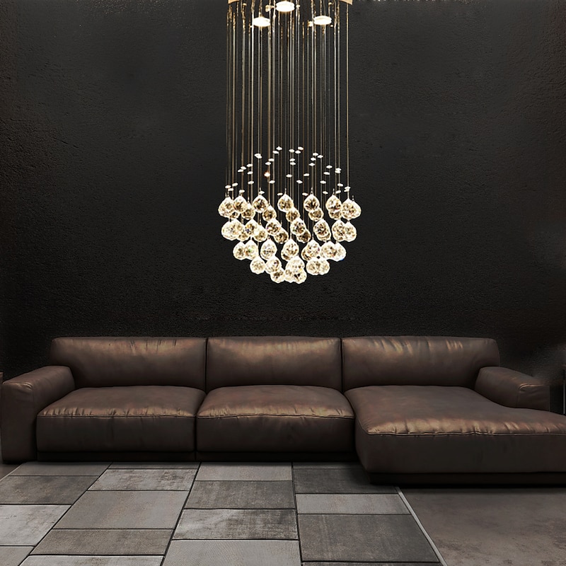 3-Light 30cm(11.81 Inch) Crystal LED Chandelier Gold Pendant Light Metal Electroplated Modern Contemporary 110-120V 220-240V GU10