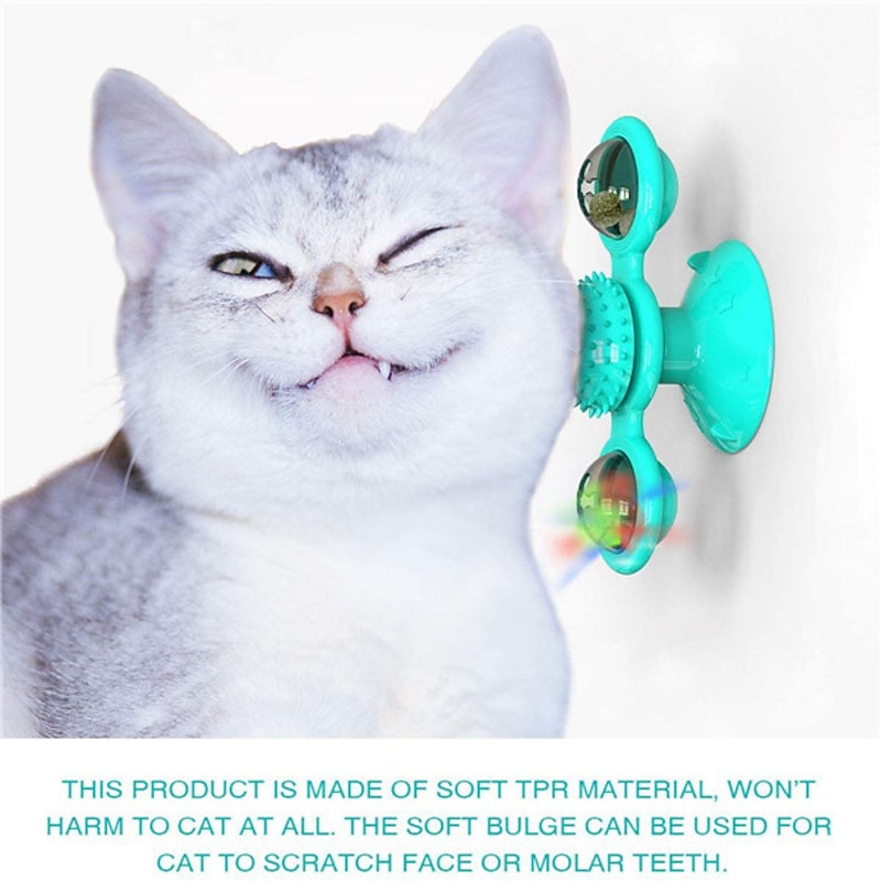 Cat Teasers Interactive Toy Rotating Toy Cat Toys Set Windmill Interactive Cat Toys Fun Cat Toys Cat Kitten 1 set Round Pet Friendly Massage Pet Exercise with Light Catnip Ball Plastic Gift Pet Toy4