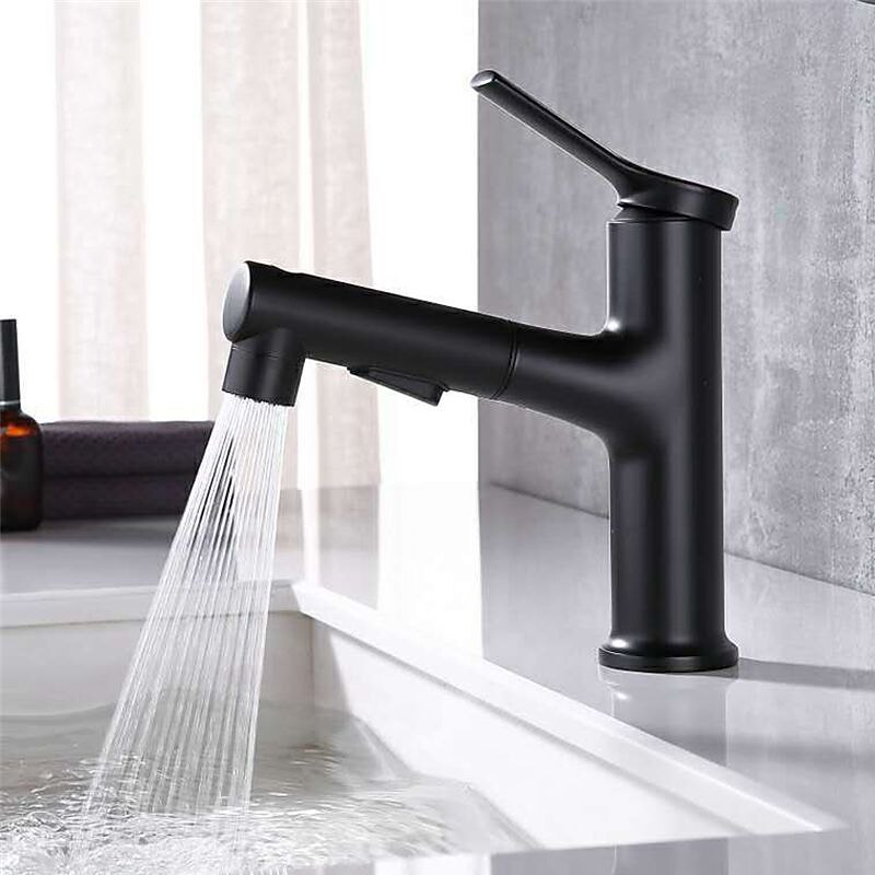 Bathroom Sink Faucet - Pull out Electroplated / Painted Finishes Centerset Single Handle One HoleBath Taps