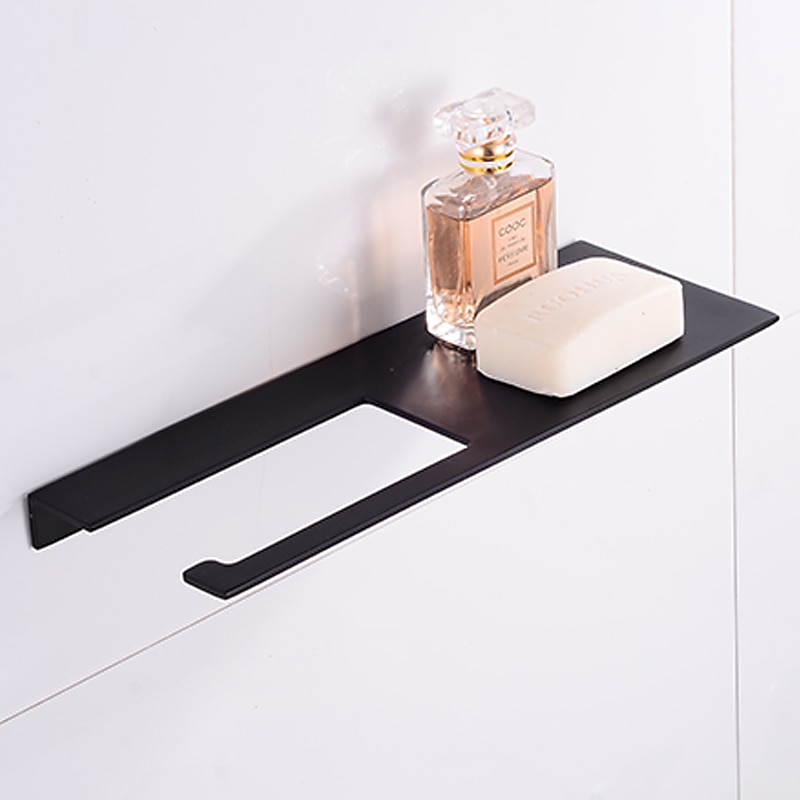Stainless Steel Toilet Paper Holder New Design Tray Paper Roll Holder Bathroom Shelf Wall Mounted Matte Black 1pc4