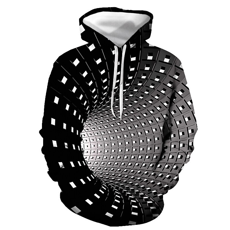 Men's Geometric Color Block 3D Hoodie Hoodies Sweatshirt Streetwear Halloween Hooded Daily Holiday Black Yellow Designer3