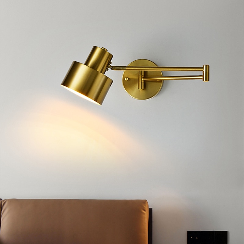 Lightinthebox LED Wall Light Modern Nordic Style Black Gold Swing Arm Lights Living Room Bedroom Aluminium Alloy Wall Light 110-120V 220-240V2