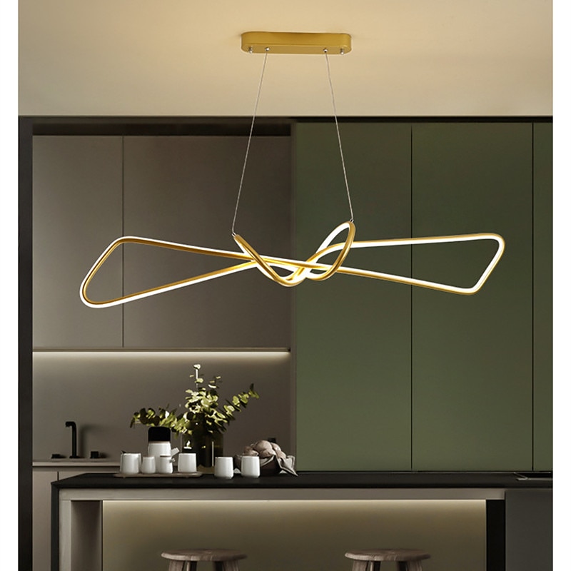 80 cm LED Pendant Light Modern Nordic Black Gold Island Light Dining Room Restaurant Bar Metal Painted Finishes Artistic 110-120V 220-240V4