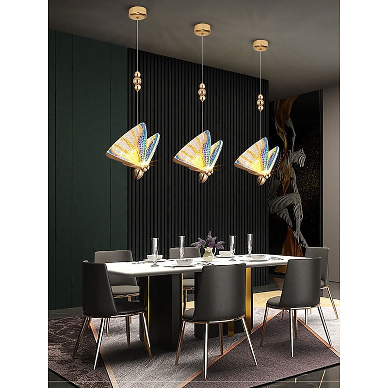23 cm Single Design Pendant Light Colorful Butterfly Design Bedside Light Dining Room Restaurant Bar Living Room Metal Electroplated 220-240V4