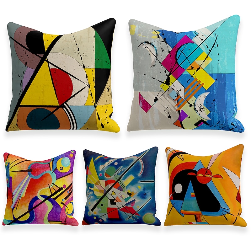 Kandinskiy Decorative Toss Pillows Cover 5PCS Soft Square Cushion Case Pillowcase for Bedroom Livingroom Sofa Couch Chair