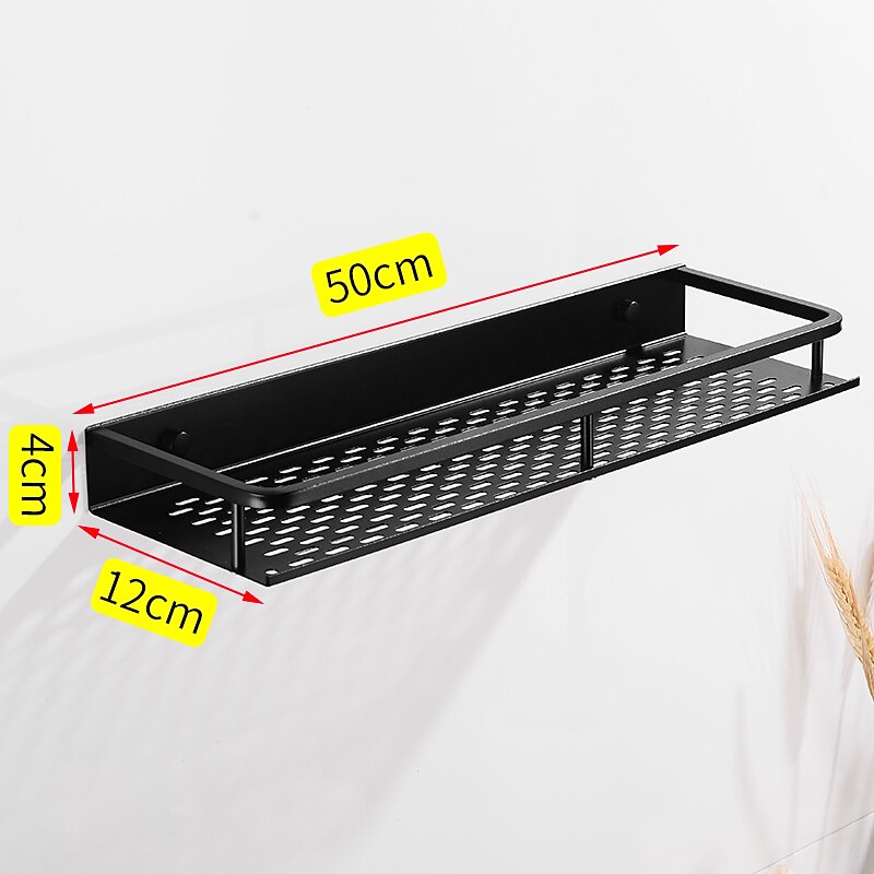 Bathroom Shelf New Design Modern Aluminum Material Bathroom Storage Rack Wall Mounted Black 1pc4
