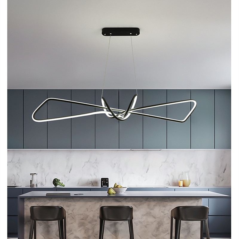 80 cm LED Pendant Light Modern Nordic Black Gold Island Light Dining Room Restaurant Bar Metal Painted Finishes Artistic 110-120V 220-240V3