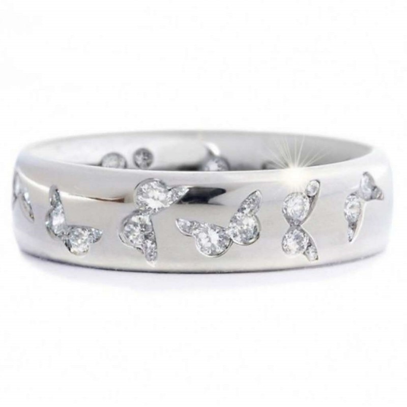 rhinestone butterfly ring for women teen girls, elegant silver plated cubic zircon engagement ring, birthday anniverstay jewelry gift (blue, 6)4