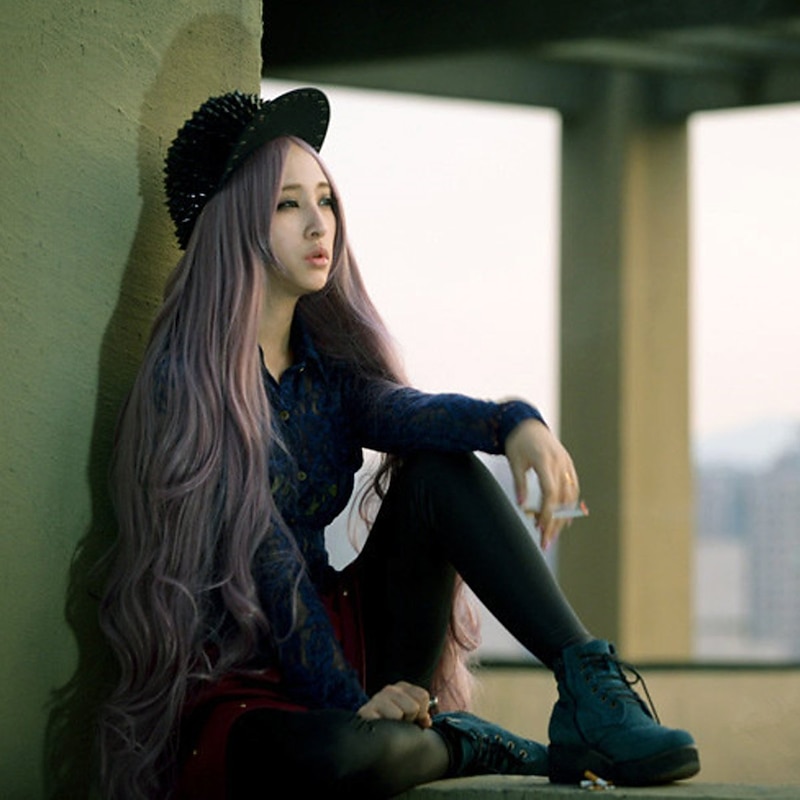 Pink Wigs For Women Synthetic Wig Cosplay Wig Wavy Kardashian Wavy Asymmetrical with Bangs Wig Pink Long Pink Synthetic Hair Women's with Bangs Pink Halloween Wigs3