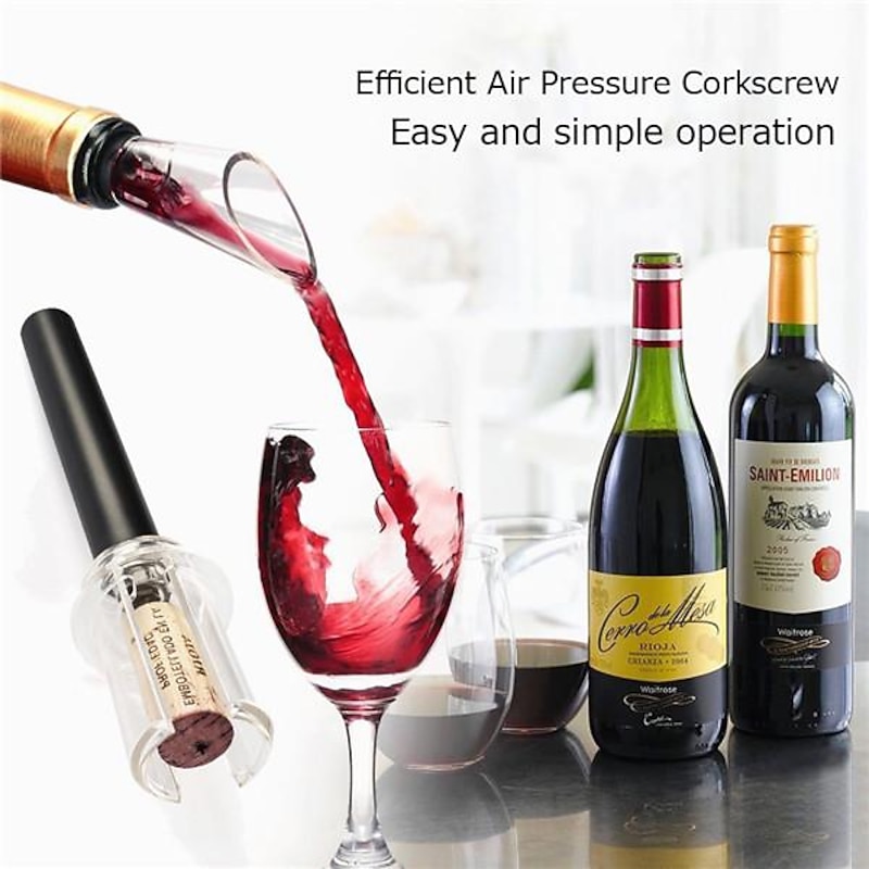 4 Pcs set Air Pump Wine Bottle Opener Air Pressure Vacuum Red Wine Stopper Beer Lid Opener Corkscrew Corks Out Tool Stainless Steel Pin2