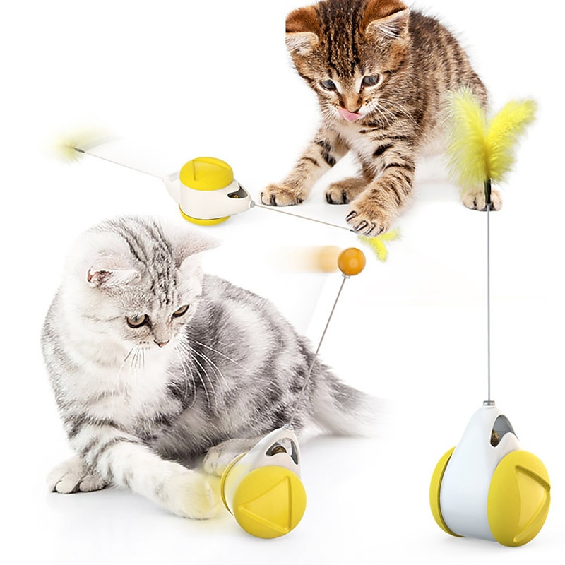 cat chasing toy balance car design cat interactive toys non-battery self rotating car cat toy with cat catnip wand chaser fun puzzle toy for cat kitten iq active stimulation3