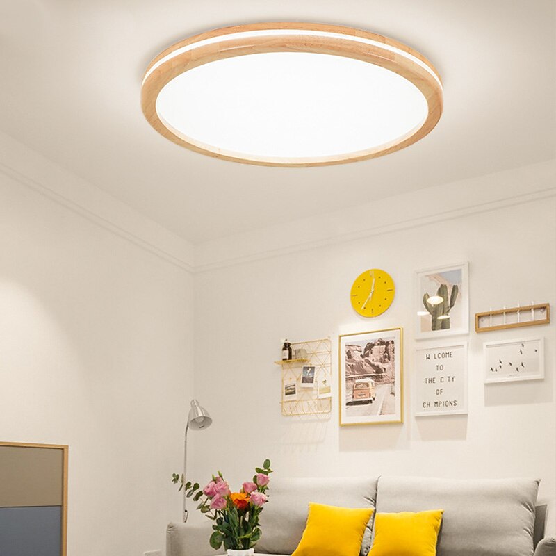 30/40/50cm LED Ceiling Light Round Square Wood Nordic Modern Flush Mount Lights Painted Finishes Nature Inspired Style 110-120V 220-240V3