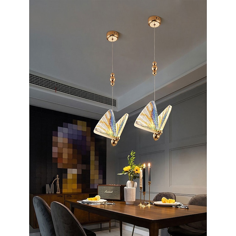23 cm Single Design Pendant Light Colorful Butterfly Design Bedside Light Dining Room Restaurant Bar Living Room Metal Electroplated 220-240V2