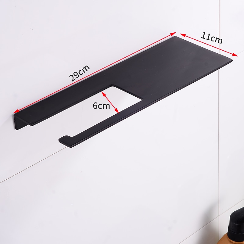 Stainless Steel Toilet Paper Holder New Design Tray Paper Roll Holder Bathroom Shelf Wall Mounted Matte Black 1pc2
