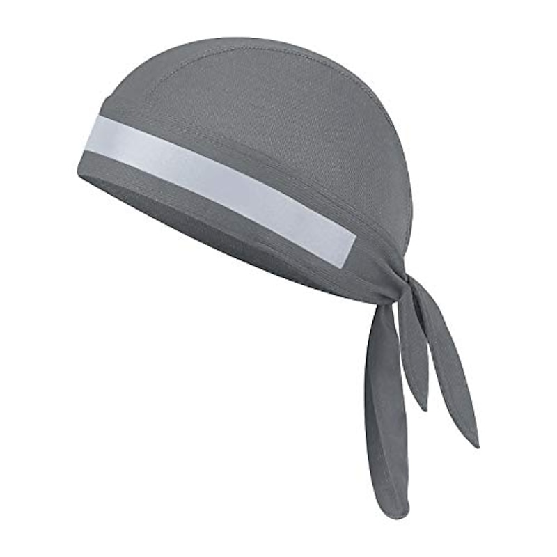 quickly dry breathable cotton cycling running hat sun uv protection pirate hat sports headwear bandana cap under helmet hat skull cap motorcycle beanie (gray with reflective stripe)2