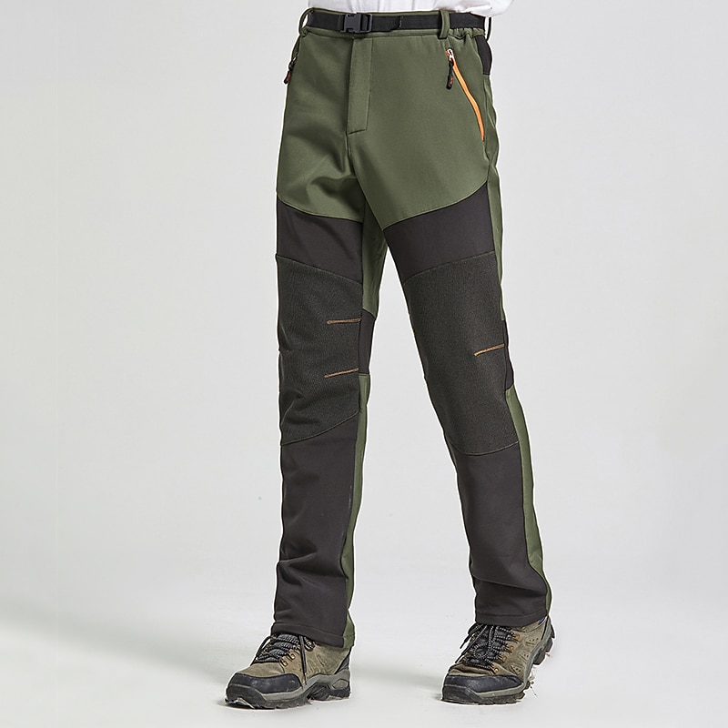 Men's Softshell Pants Patchwork Winter Outdoor Standard Fit Fleece Lining Waterproof Windproof Warm Pants / Trousers Black Army Green Fishing Climbing Camping / Hiking / Caving S M L XL XXL