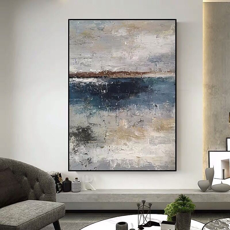 Handmade Oil Painting Canvas Wall Art Decoration Abstract Graininess Grey Paintings for Home Decor Rolled Frameless Unstretched Painting