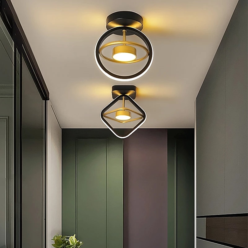 24cm LED Ceiling Light Modern Nordic Round Square Geometric Shapes Porch Light Corridor Aisle Flush Mount Lights Metal Painted Finishes LED Modern 220-240V