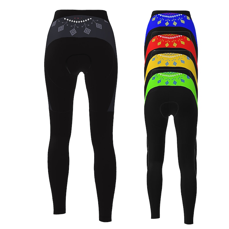 Women's Solid Color Patterned Cycling Tights Bike Pants Tights Winter Mountain Bike MTB Road Bike Cycling Sports 3D Pad Quick Dry Wearable Soft Black Yellow Clothing Apparel Bike Wear