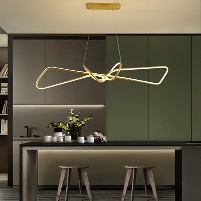 80 cm LED Pendant Light Modern Nordic Black Gold Island Light Dining Room Restaurant Bar Metal Painted Finishes Artistic 110-120V 220-240V2