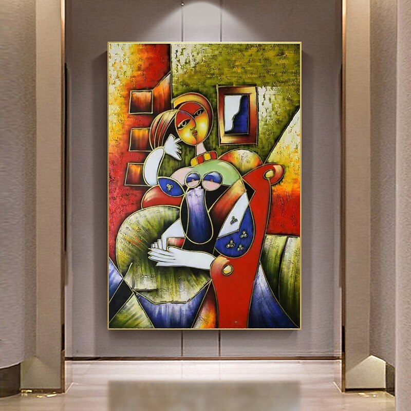 100% Hand-Painted Contemporary Art Oil Painting On Canvas Modern Paintings Home Interior Decor Abstract Picasso Art Painting Large Canvas Art(Rolled Canvas without Frame)