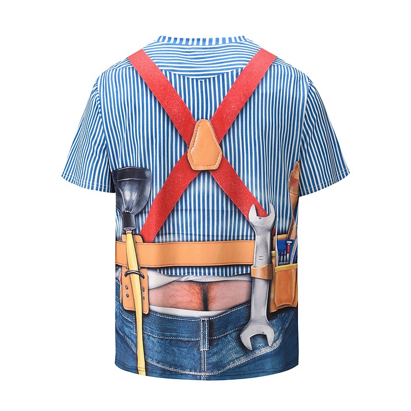 Men's Graphic 3D Shirt T Shirt Short Sleeve T shirt 3D Print Round Neck Shirt Exaggerated Rock Going out Weekend Blue-Green Clothing Apparel Normal M L XL XXL3