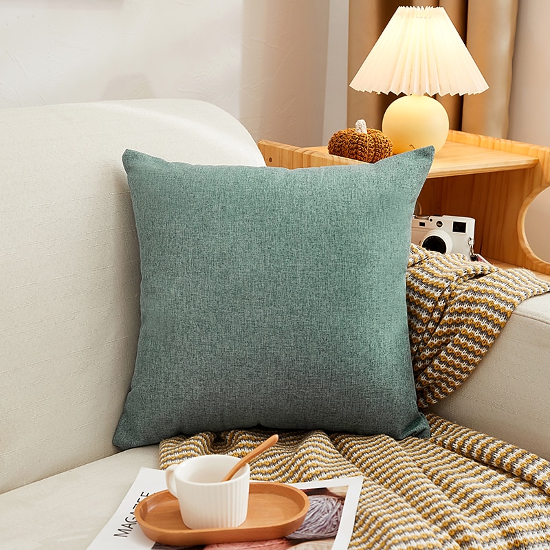 Decorative Toss Pillows Cotton Classic Solid Colored Warm Comfortable Pillow Case Cover Living Room Bedroom Sofa Cushion Cover Outdoor Cushion for Sofa Couch Bed Chair Pink Blue Sage Green Purple
