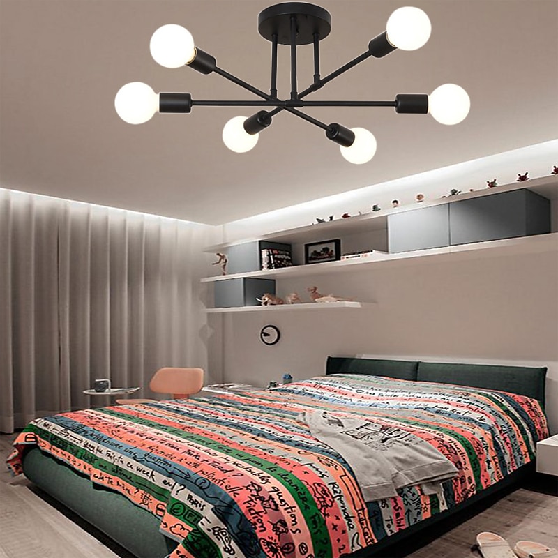 6 Heads 55cm LED Ceiling Light Nordic Style Chandelier Sputnik Design Metal Artistic Style Industrial Painted Finishes  Kitchen Bedroom Kids Room Lights 110-120V 220-240V2