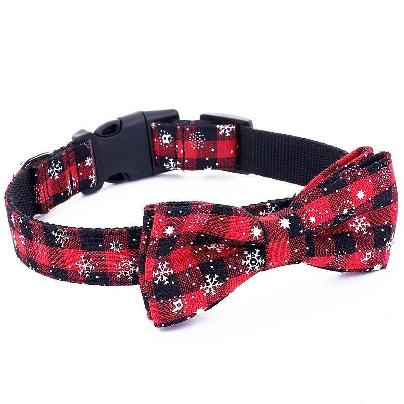 Dog Cat Collar Christmas Dog Collar Tie / Bow Tie Adjustable Flexible Outdoor Santa Claus Snowman Tree Golden Retriever Corgi Bulldog 1PC4