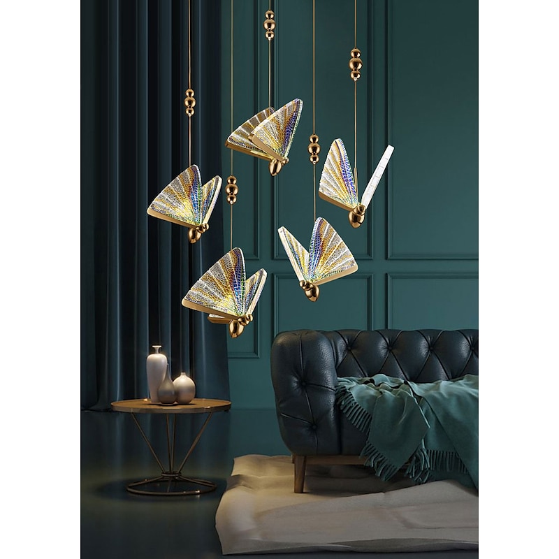 23 cm Single Design Pendant Light Colorful Butterfly Design Bedside Light Dining Room Restaurant Bar Living Room Metal Electroplated 220-240V3
