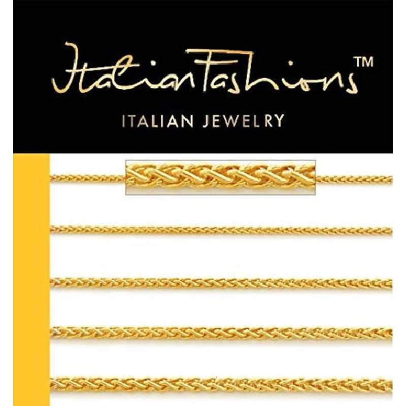 14k solid gold italian yellow gold 1.5mm flat open wheat link chain necklace- made in italy-14 karat with lobster claw clasp include gift box with order 18.5 inches2