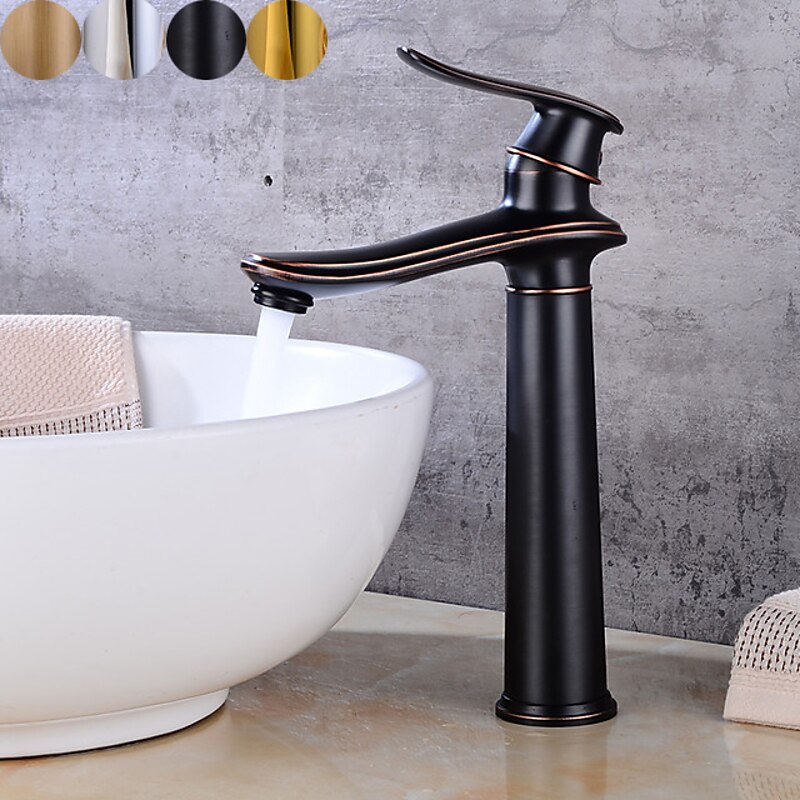 Bathroom Sink Faucet,Single Brass Free Standing Single Handle One Hole Bath Taps with Hot and Cold Switch