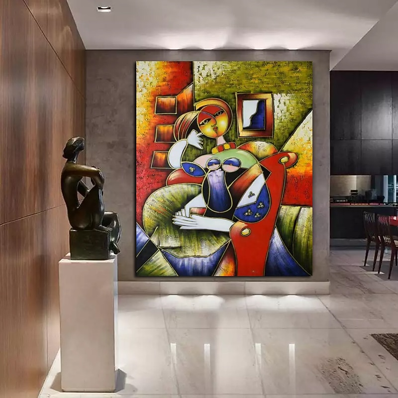 100% Hand-Painted Contemporary Art Oil Painting On Canvas Modern Paintings Home Interior Decor Abstract Picasso Art Painting Large Canvas Art(Rolled Canvas without Frame)4
