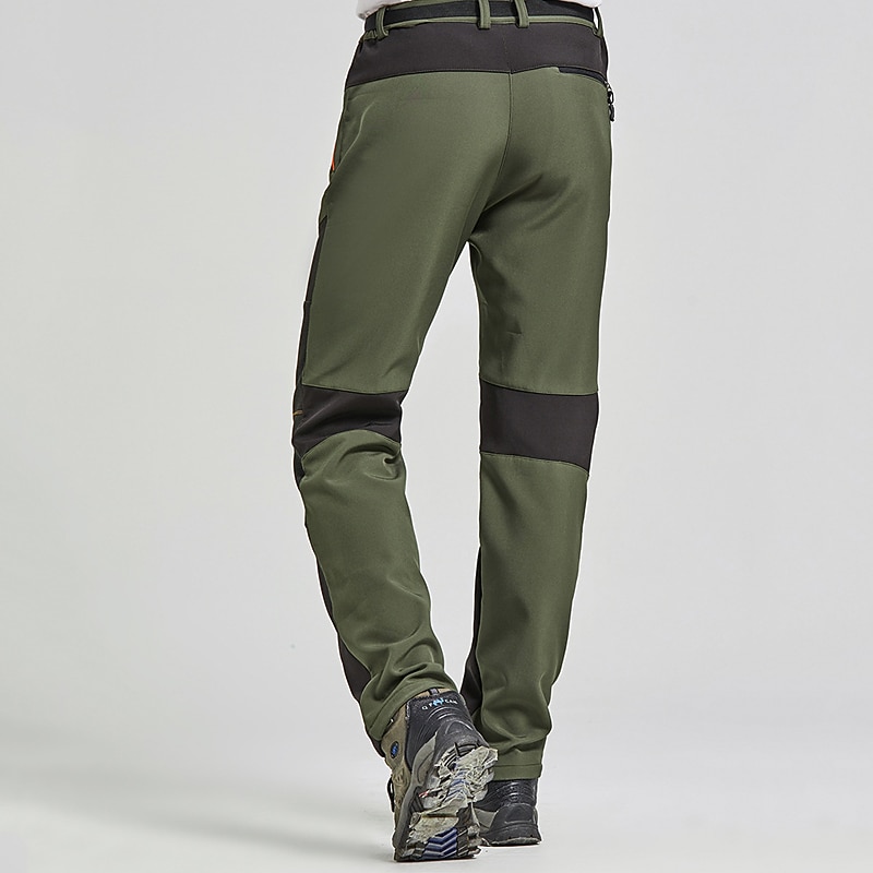 Men's Softshell Pants Patchwork Winter Outdoor Standard Fit Fleece Lining Waterproof Windproof Warm Pants / Trousers Black Army Green Fishing Climbing Camping / Hiking / Caving S M L XL XXL2