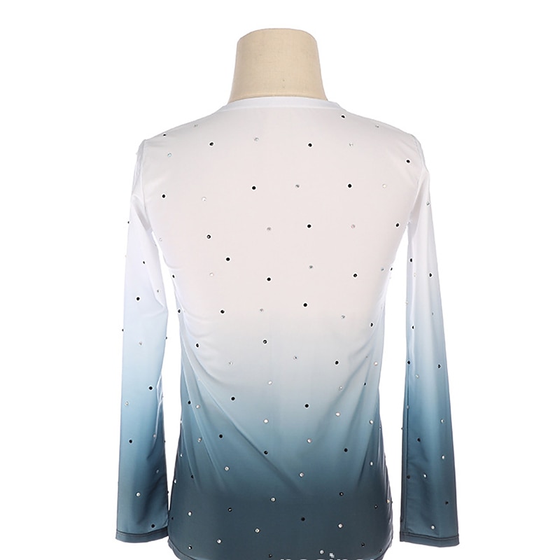 Figure Skating Top Men's Boys' Ice Skating Outfits Top White High Elasticity Training Competition Skating Wear Handmade Crystal / Rhinestone Long Sleeve Ice Skating Figure Skating3