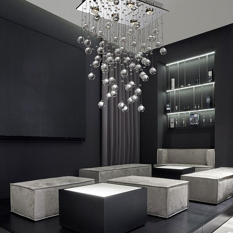 50cm LED Crystal Chandelier Modern Lantern Desgin Flush Mount Lights Stainless Steel Electroplated 110-120V 220-240V