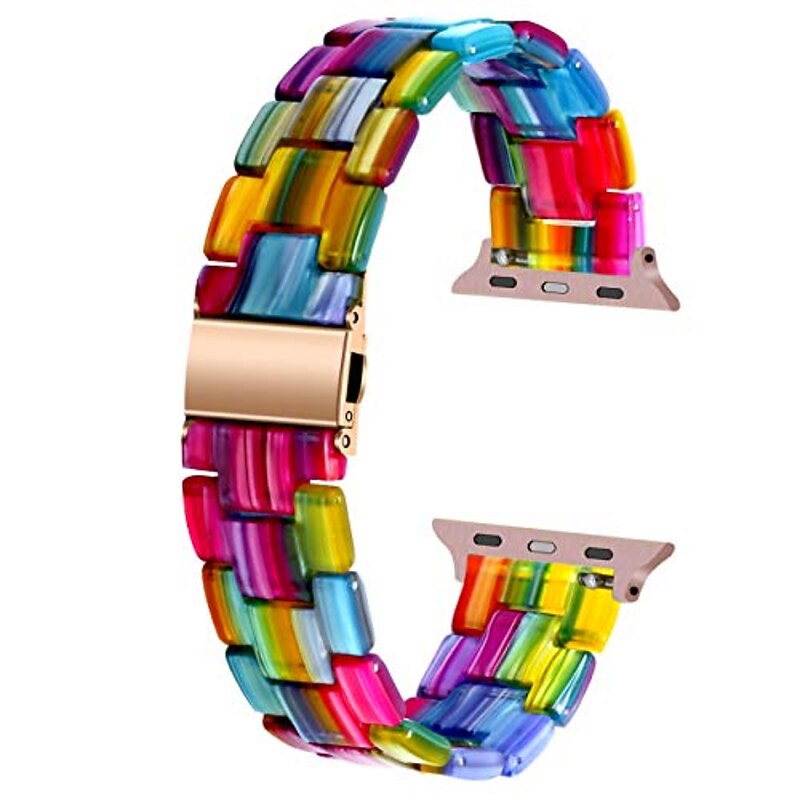 Smart Watch Band for Apple iWatch Sreies 8 7 6 5 4 3 2 1 SE Ultra 49mm 45mm 44mm 42mm 41mm 40mm 38mm Resin Smartwatch Strap Women Bracelet Stainless Steel Buckle Jewelry Bracelet Replacement