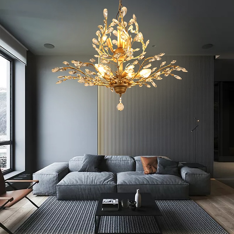 8-Light 78 cm Chandelier LED Pendant Light Metal Crystal Antique Brass Modern Contemporary 110-120V / 220-240V