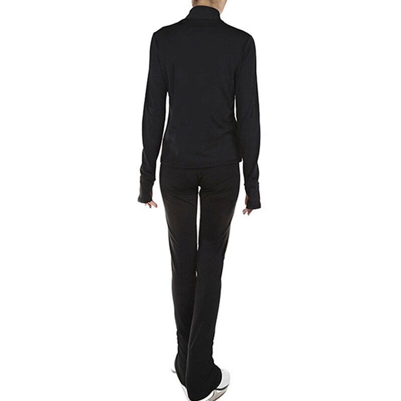 Figure Skating Jacket with Pants Women's Girls' Ice Skating Jacket Pants / Trousers Leggings Black Thumbhole Fleece Spandex High Elasticity Training Practice Competition Skating Wear Thermal Warm3