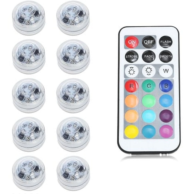 10pcs Submersible LED Lights Underwater Multicolor Lights Waterproof Remote Controlled RGB Swimming Pool Suitable for Tub Pond Vases Aquariums4