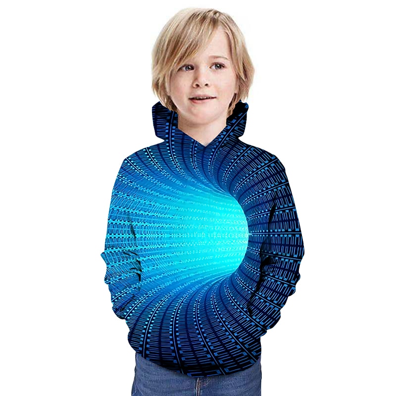 Boys 3D Optical Illusion Hoodie Long Sleeve 3D Print Spring Fall Winter Active Kids 3-13 Years School Outdoor Daily