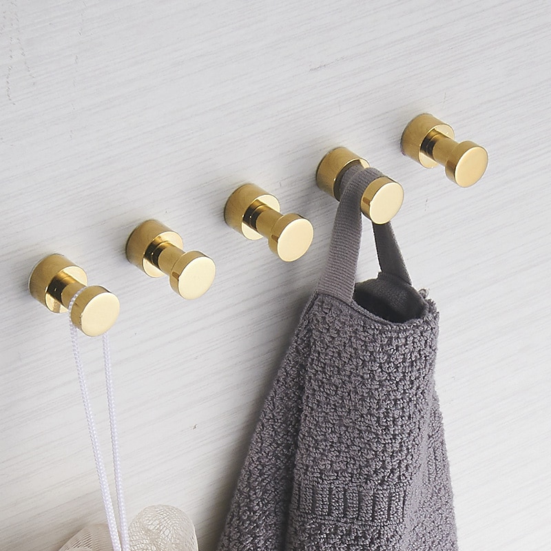 Wall Hooks for Coats,Brass Wall Mounted Bathroom Towel Hooks Robe Hooks 3PCS/5PCS(Golden)4