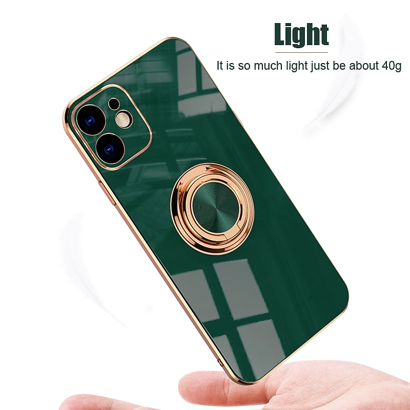 Phone Case For iPhone 16 15 14 Pro Max Plus 16e 13 12 11 Pro Max Mini Back Cover with Stand Holder Ring Holder Camera Lens Protector TPU Plating3