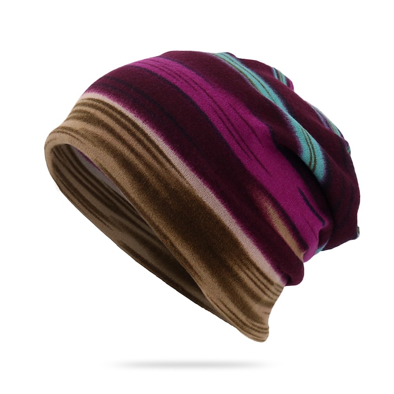 New Unisex Stripe Print Beanie Hat Women Soft Autumn Winter Warm Hat Scarf Casual Outdoor Hip Hop Cap4