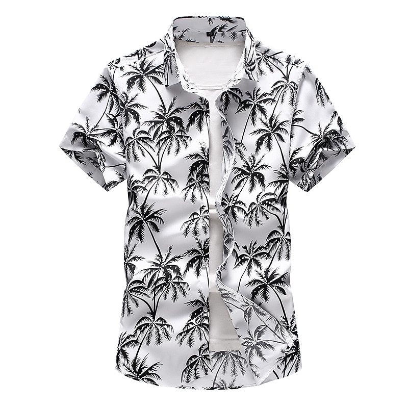 Men's Summer Hawaiian Shirt Aloha Shirt Shirt Collar Designer White Yellow Sky Blue S M L3
